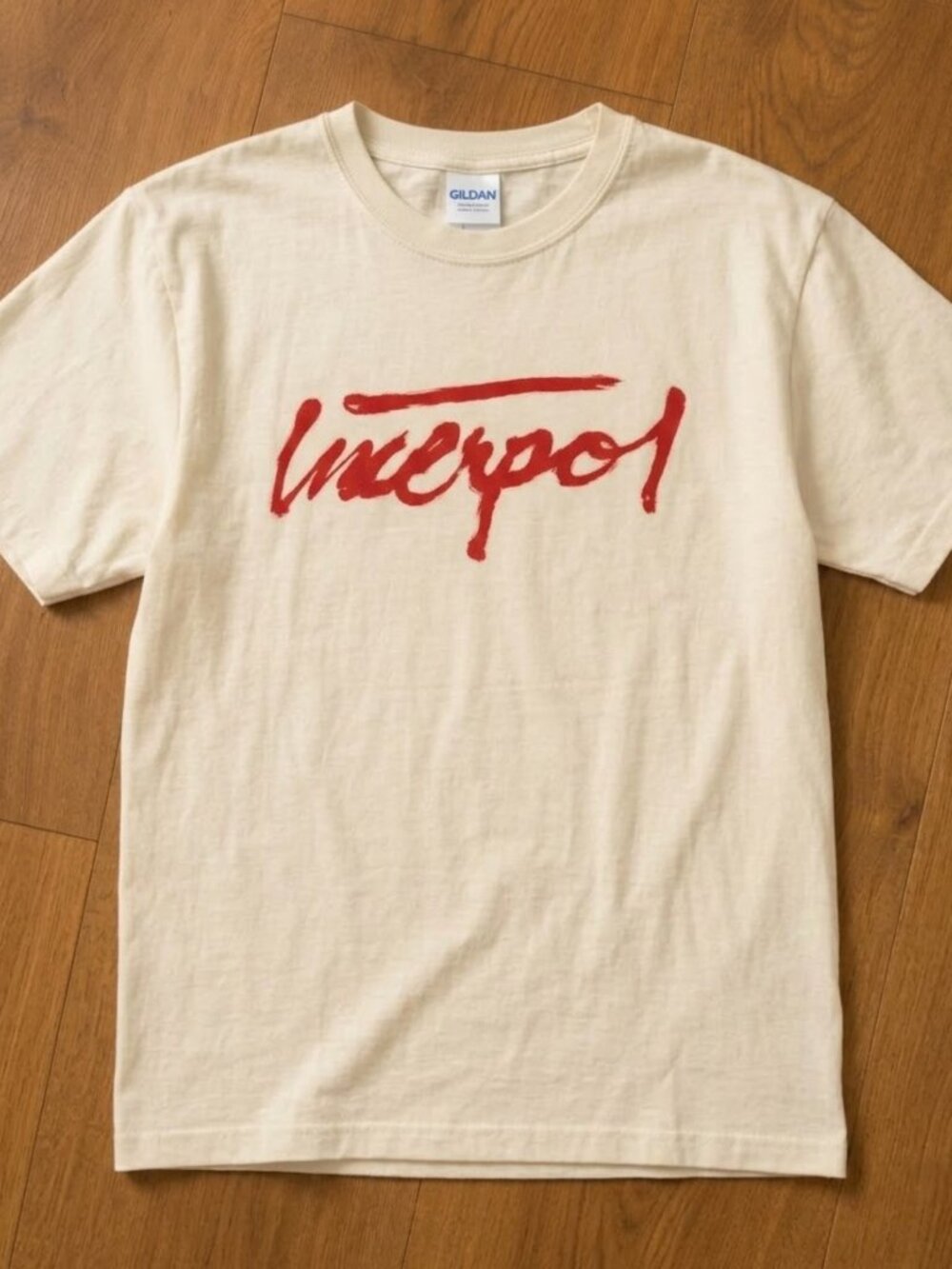 Interpol North American Tour 2026 Script Logo Cream Concert Reprint T-Shirt